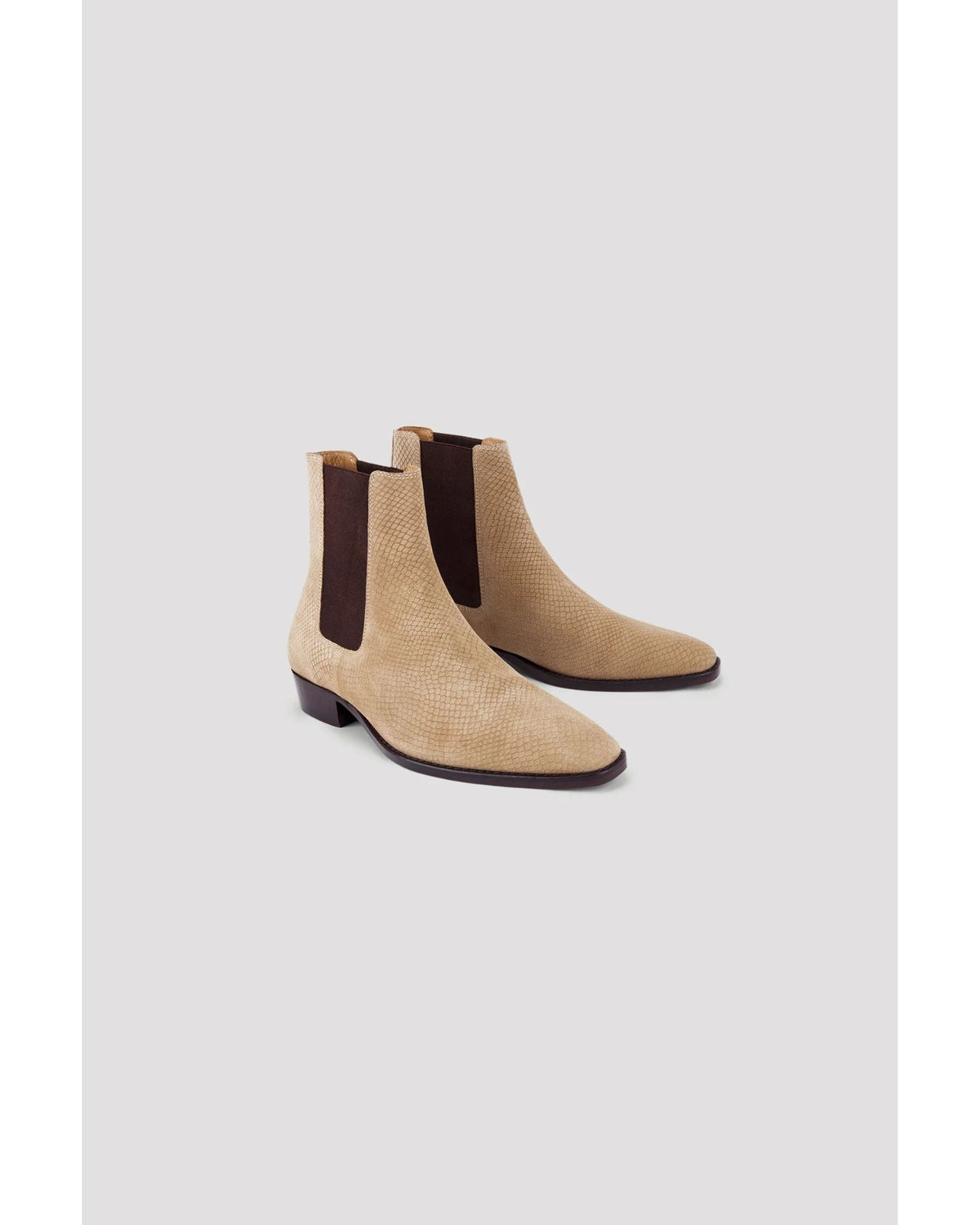 Fray 30mm Chelsea Boots in Sand Snake-Effect Suede