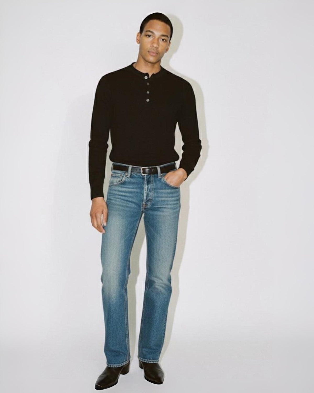 Boot Cut Jeans in Mid Blue  Denim