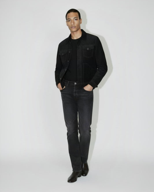 Suede Western Jacket in Black Lambskin