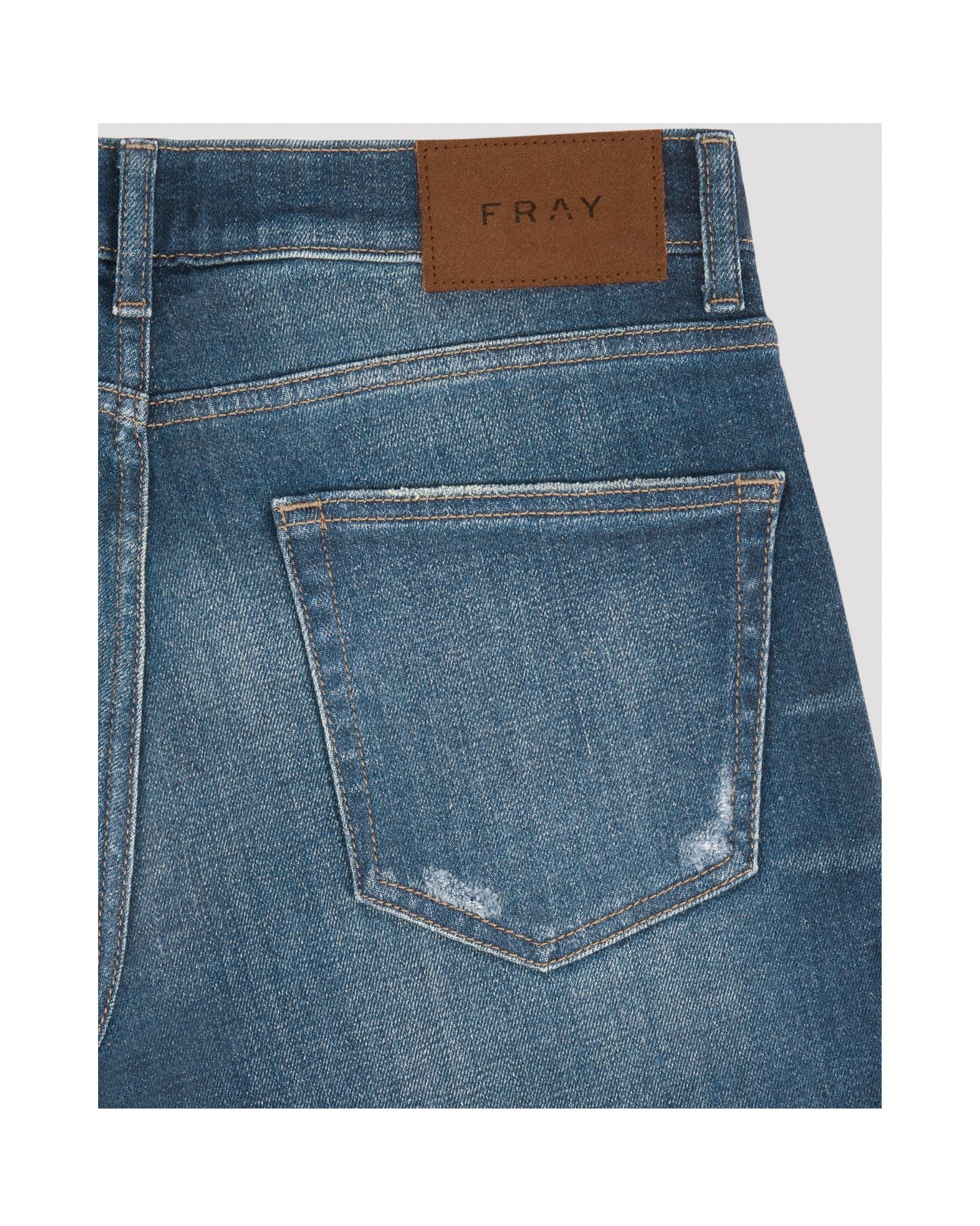 Japanese Straight Fit Distressed Jeans | Mid Blue
