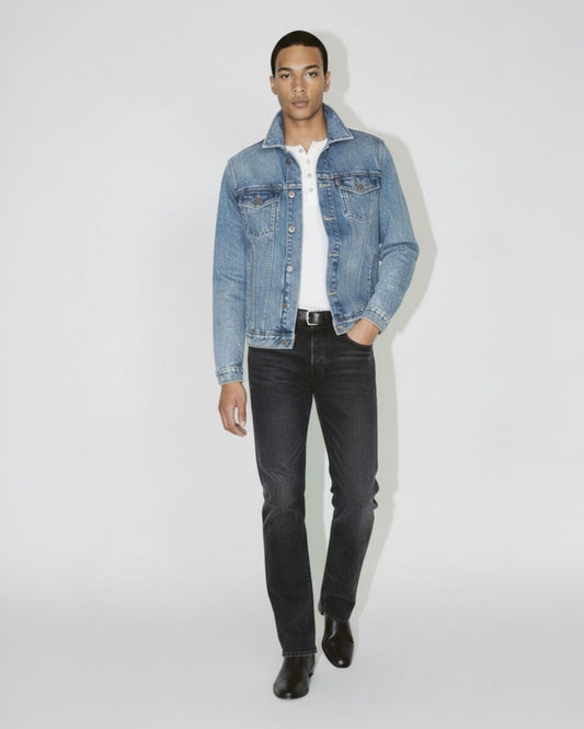 Denim Trucker Jacket in Marble Wash