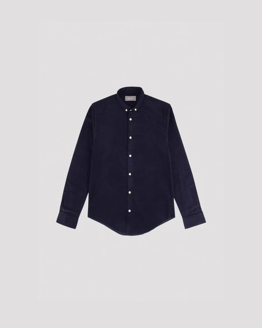 Frayed Cord Button Down Shirt in Navy