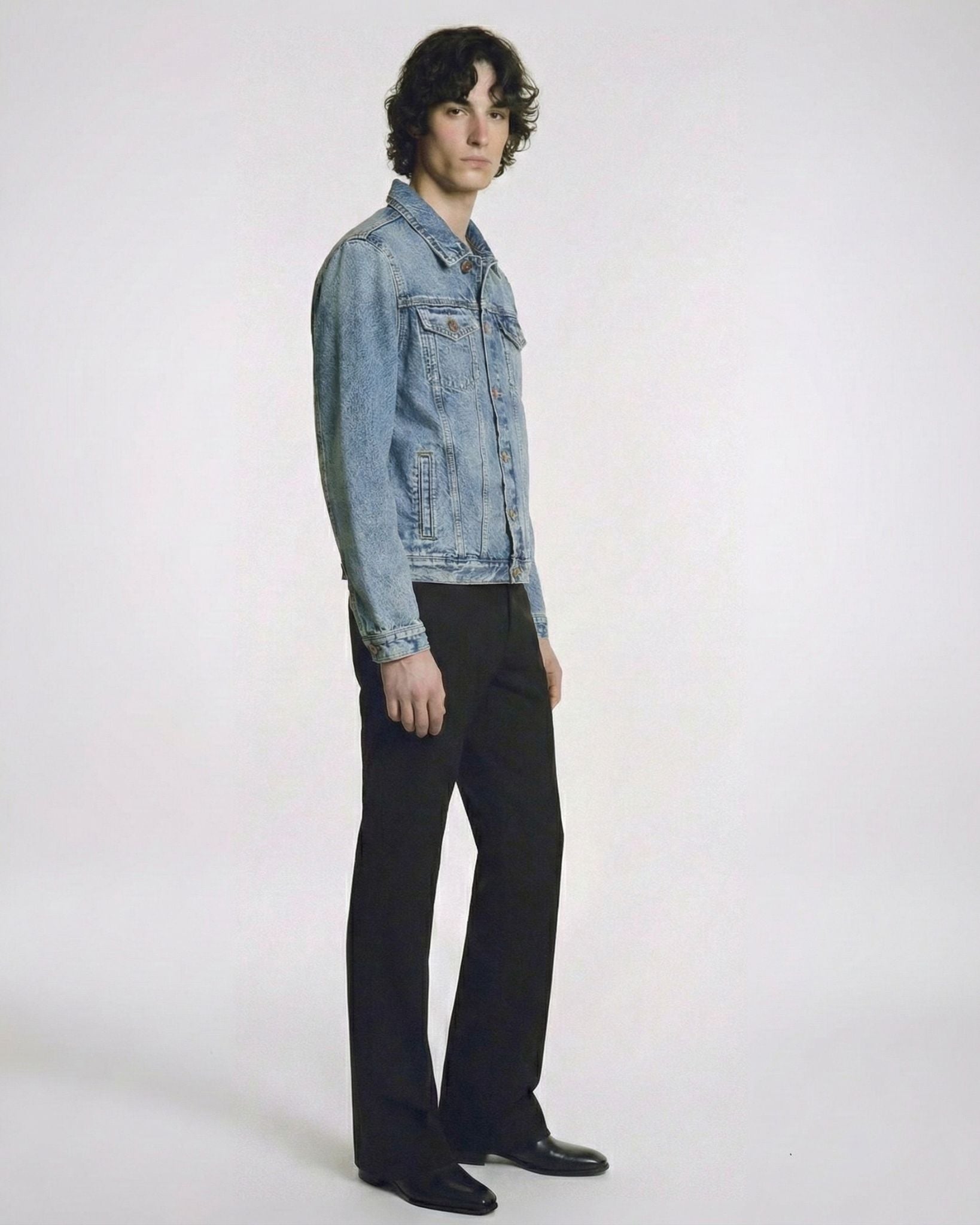 Denim Trucker Jacket in Marble Wash