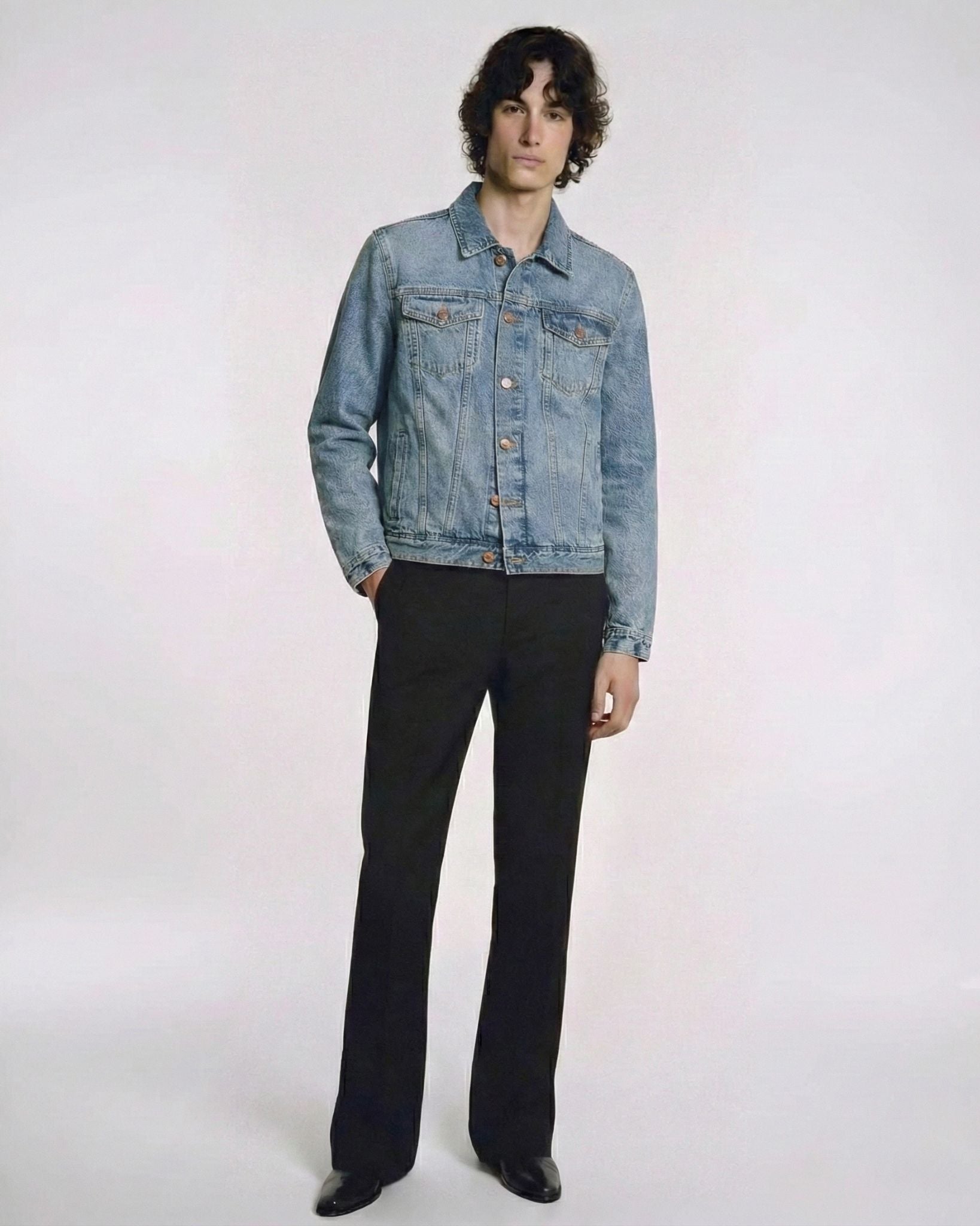 Denim Trucker Jacket in Marble Wash