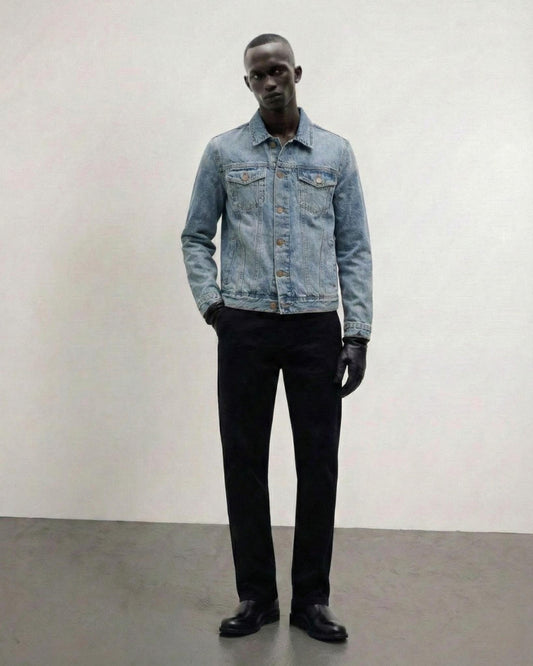 Denim Trucker Jacket in Marble Wash