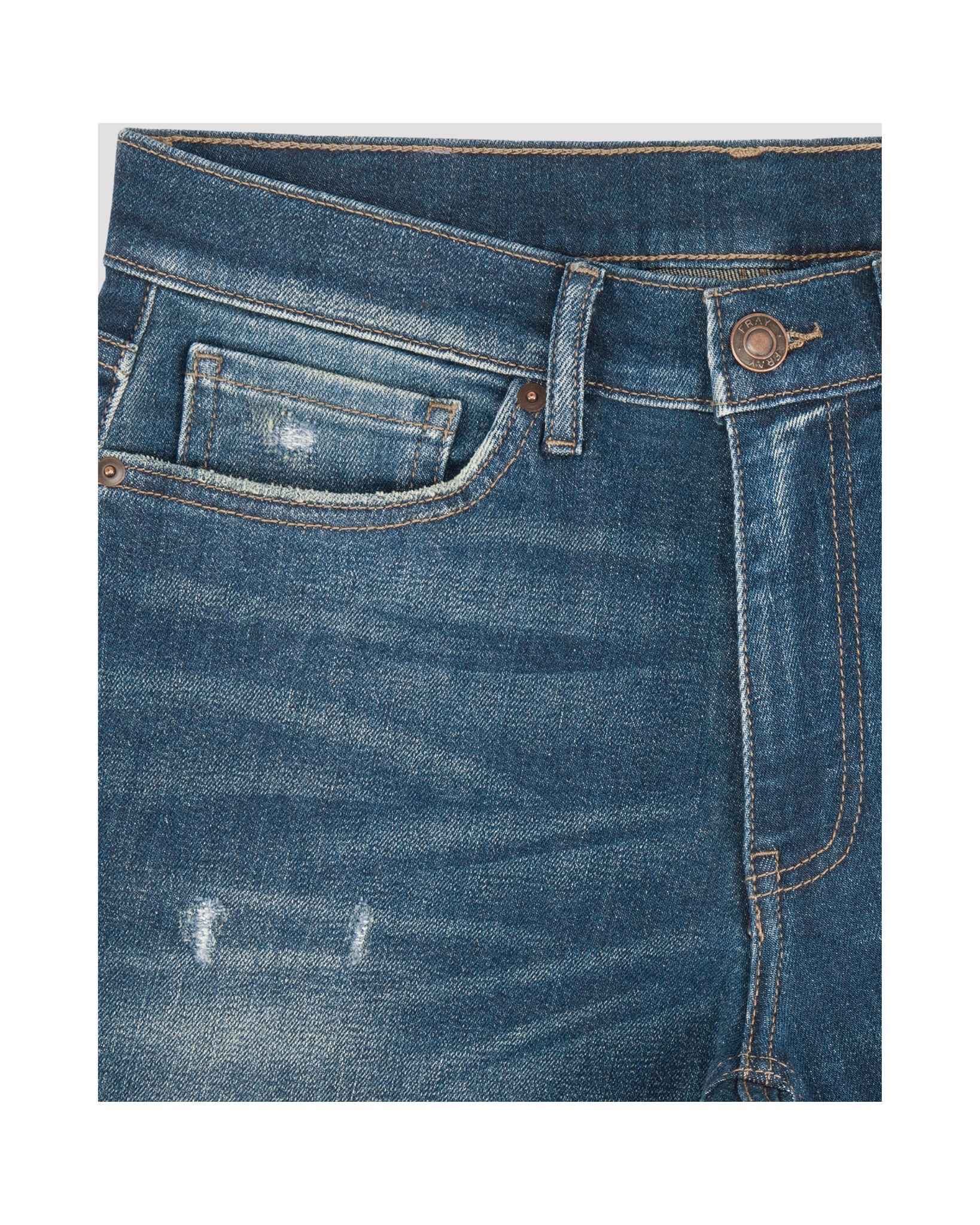 スリムフィット ダメージジーンズ（ミッドブルー）