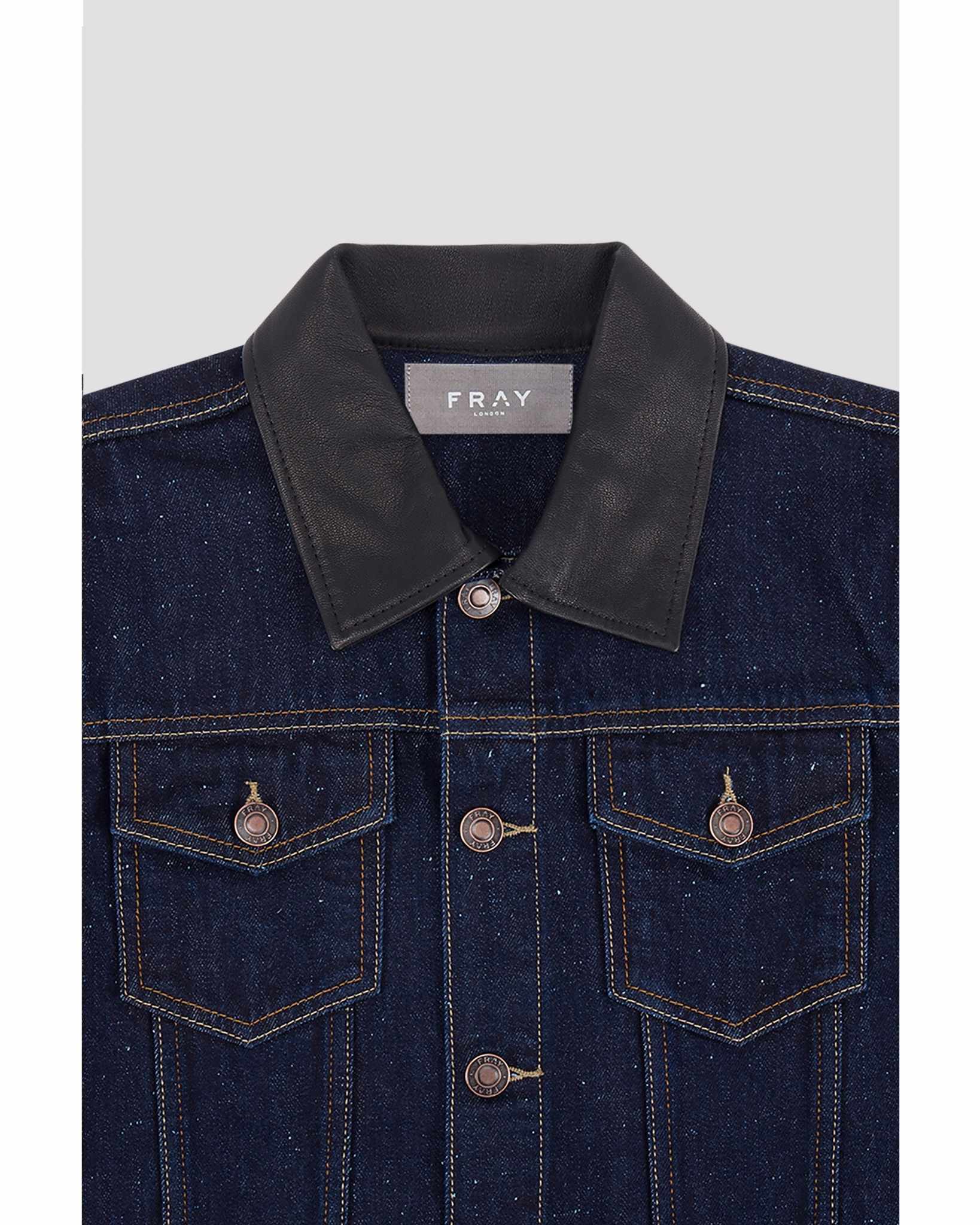 レザートリムデニムトラッカージャケット