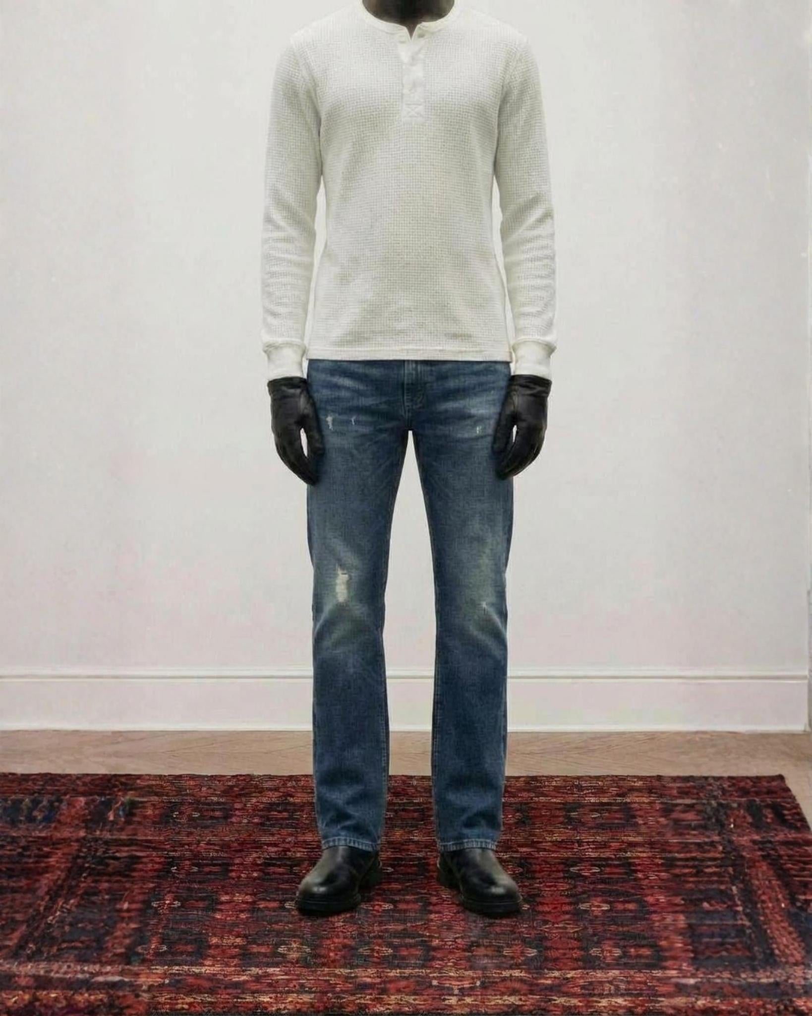 Japanese Straight Fit Distressed Jeans | Mid Blue