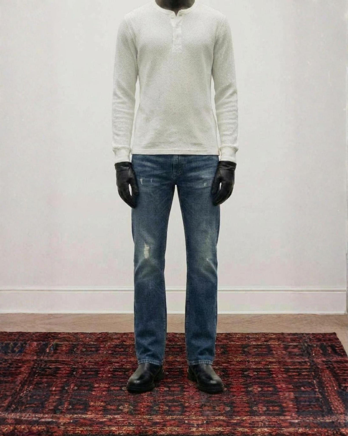 Japanese Straight Fit Distressed Jeans | Mid Blue