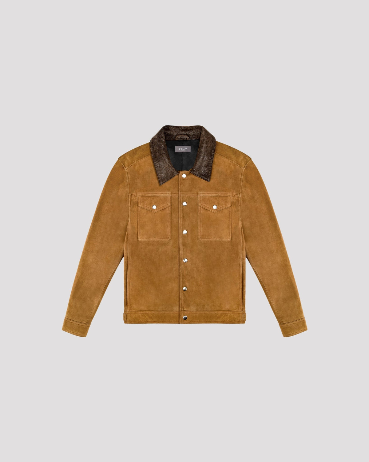 Leather-Trimmed Suede Jacket | Tan