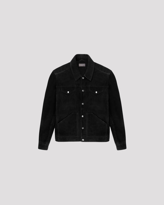 Suede Western Jacket in Black Lambskin